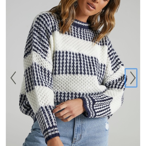 Showpo Navy Stripe Knit Sweater 